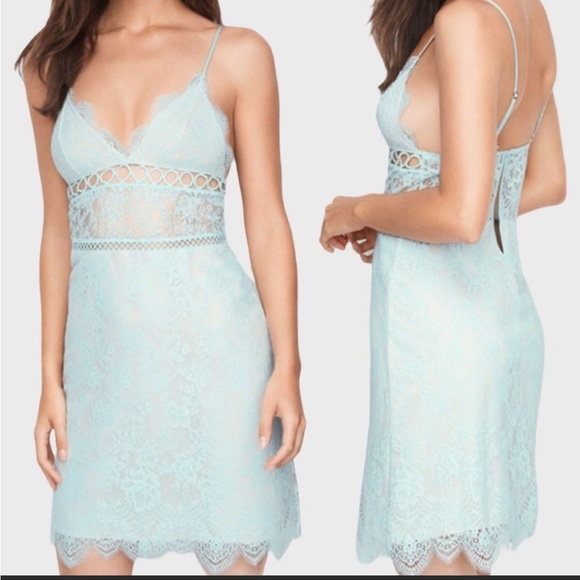 VICTORIA’S SECRET Light Blue Pace Nightgown Mini Dress L - Picture 1 of 7